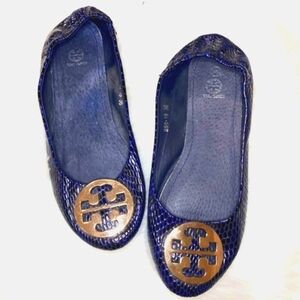 (6)🚨Tory Burch🚨 Navy Snakeskin Ballet Flats
